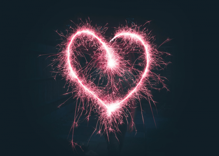 heart shaped pink sparklers photography